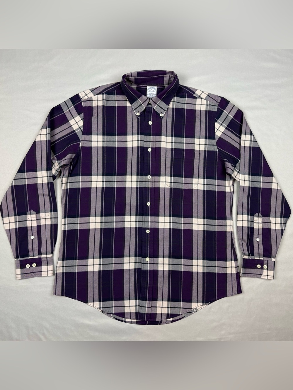 Brooks Brothers Mens Regent Button Down Shirt Sz Large Plaid Long Sleeve A4